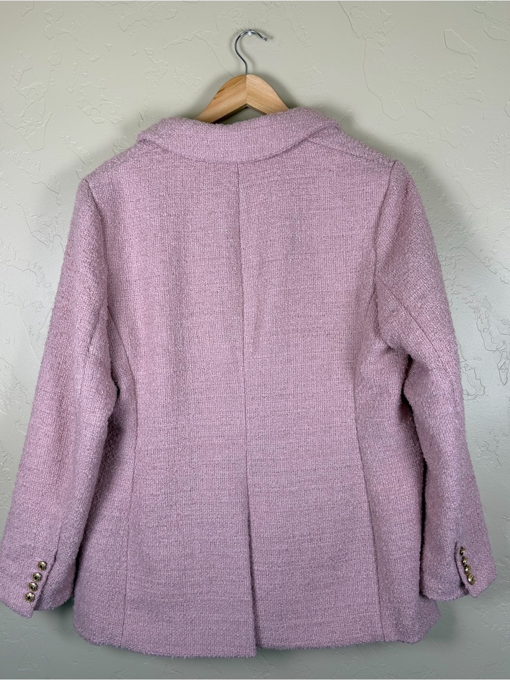 H&M Textured-Weave Blazer In Light Pink Light Coat Size Large NWT - Picture 4 of 7